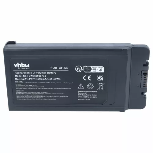 Akkumulátor Panasonic CF-54-hez és másokhoz, helyettesíti a CF-VZSU0PW-t, Li-Polimer, 11.1 V, 4000 mAh