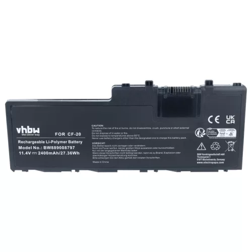Akkumulátor Panasonic Toughbook CF-20-hoz, helyettesíti CF-VZSU0QW, Li-Polymer, 11.4 V, 2400 mAh