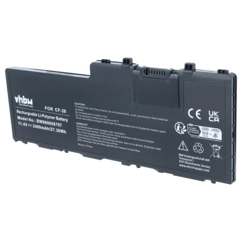 Akkumulátor Panasonic Toughbook CF-20-hoz, helyettesíti CF-VZSU0QW, Li-Polymer, 11.4 V, 2400 mAh