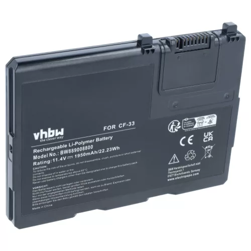 Akkumulátor Panasonic Toughbook CF-33-hoz, helyettesíti CF-VZSU1AW, Li-Polimer, 11.4 V, 1950 mAh