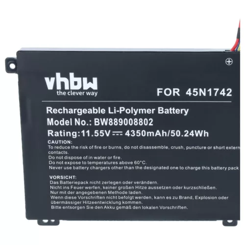 Akkumulátor Lenovo Thinkpad T550-hez és más modellekhez, 45N1740 helyettesítő, Li-Polymer, 11.55 V, 4350 mAh