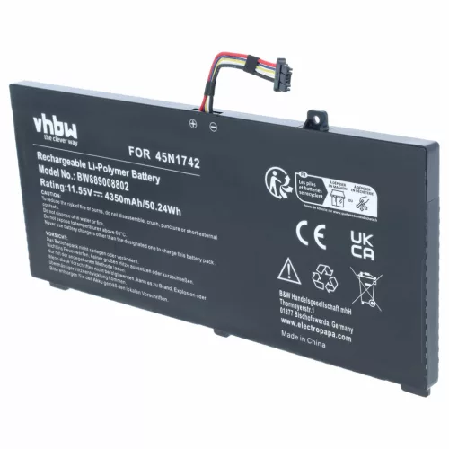 Akkumulátor Lenovo Thinkpad T550-hez és más modellekhez, 45N1740 helyettesítő, Li-Polymer, 11.55 V, 4350 mAh