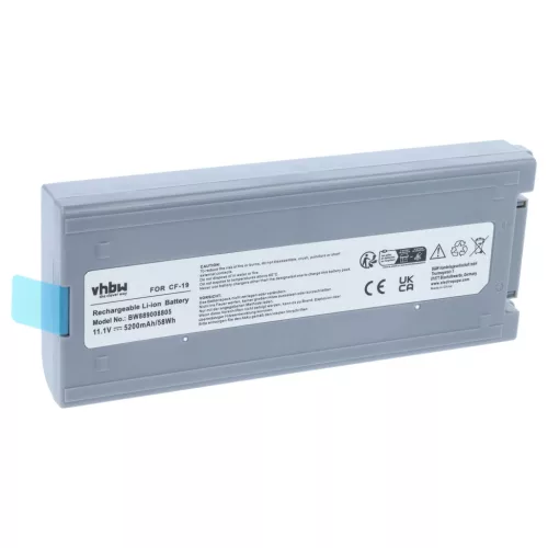 Akkumulátor Panasonic Toughbook CF-19-hez, helyettesíti CF-VZSU48, Li-ion, 11.1 V, 5200 mAh