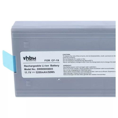 Akkumulátor Panasonic Toughbook CF-19-hez, helyettesíti CF-VZSU48, Li-ion, 11.1 V, 5200 mAh