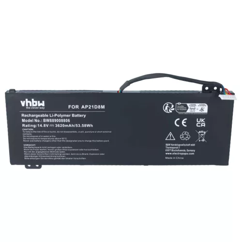 Akkumulátor Acer Nitro 5 AN515-46-hoz és más modellekhez, helyettesíti az AP21D8M-et, Li-Polymer, 14.8 V, 3620 mAh