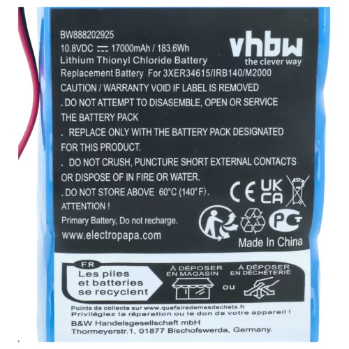Ipari robot 5x akkumulátor helyettesíti ABB 3HAB 9999-1, 3HAB9999-1, 1SAP180300R0001 - 17000 mAh 10.8 V Li-SOCl2