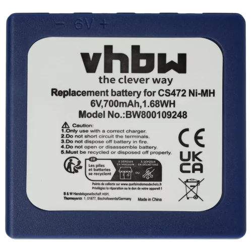 Radio 10x Akkumulátor HBC BA222060, BA222061, BA203060, FBFUB03, AF-FUB03M, KH68302500 helyett - 700 mAh 6 V NiMH