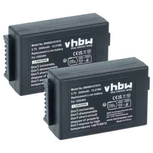 Kézi számítógép 2x akkumulátor Psion WA3006, WA3020, 1050494-002, 1050494 helyett - 2000mAh, 3.7V