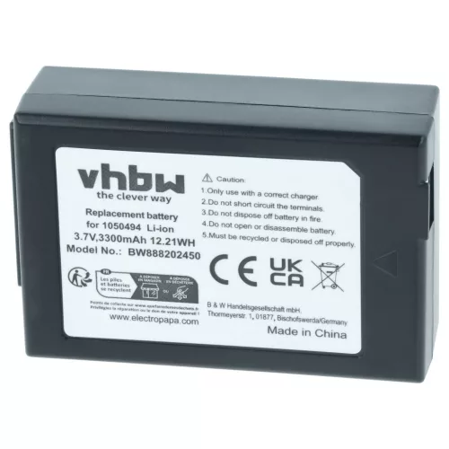 Kézi számítógép 2x akkumulátor Psion WA3006, WA3020, 1050494-002, 1050494 helyett - 3300mAh, 3.7V