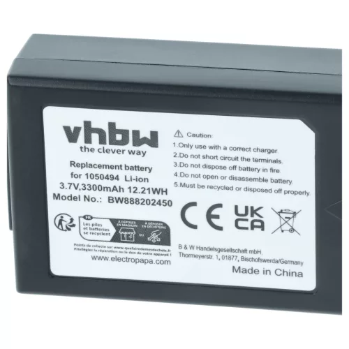 Kézi számítógép 2x akkumulátor Psion WA3006, WA3020, 1050494-002, 1050494 helyett - 3300mAh, 3.7V