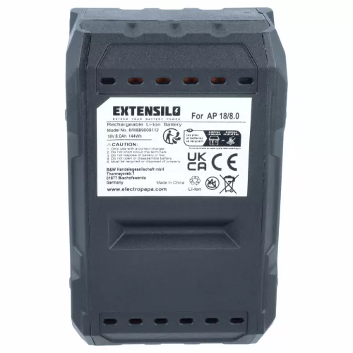 EXTENSILO akkumulátor FLEX AP18/8.0 készülékhez, Li-Ion, 18 V, 8000 mAh