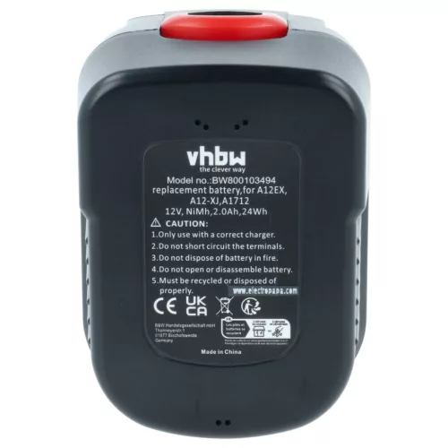 2x Akkumulátor Black & Decker A12, A12-XJ, A12EX, A1712, A12E elektromos szerszámhoz - 2000 mAh, 12 V, NiMH