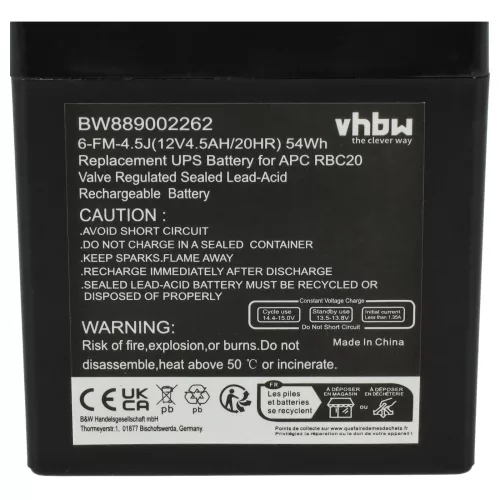 UPS 4x Akkumulátor APC RBC20 helyett - 4500 mAh 12 V AGM