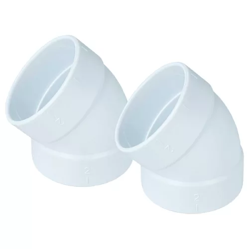 2x 45°-os Tömlőkönyök központi porszívókhoz - 68 mm hosszú