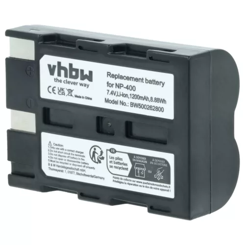 VHBW 2 db NP-400 / BP-21 Li-ion fényképezőgép-akkumulátor – 1200 mAh, 7,2 V