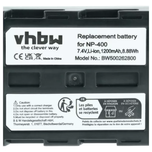VHBW 2 db NP-400 / BP-21 Li-ion fényképezőgép-akkumulátor – 1200 mAh, 7,2 V