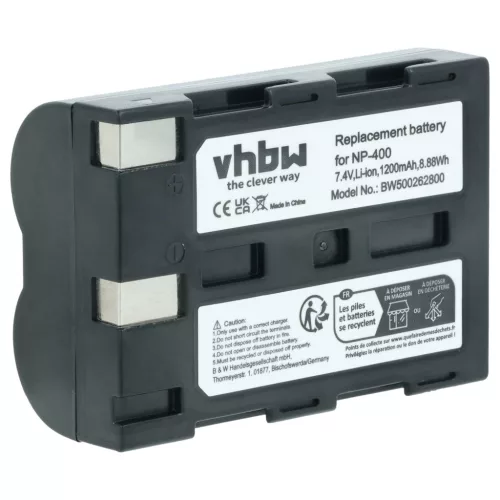 VHBW 2 db NP-400 / BP-21 Li-ion fényképezőgép-akkumulátor – 1200 mAh, 7,2 V