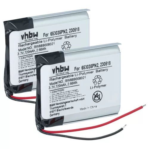 Vezeték nélküli fejhallgató 2x akkumulátor Anker 230518, 653035PN2 helyett - 720 mAh 3.7 V Li-polimer