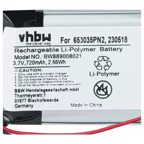 Vezeték nélküli fejhallgató 2x akkumulátor Anker 230518, 653035PN2 helyett - 720 mAh 3.7 V Li-polimer