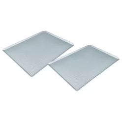   2x Univerzális sütőtepsi sütőhöz - 40 x 30 x 1 cm Ezüst, Perforált