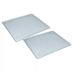   2x Univerzális sütőtálca sütőhöz - 45,5 x 37,5 x 1 cm Ezüst, Perforált