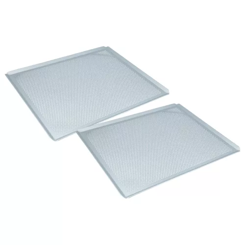 2x Univerzális sütőtálca sütőhöz - 45,5 x 37,5 x 1 cm Ezüst, Perforált
