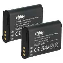   VHBW 2 db Nikon EN-EL23 Li-ion fényképezőgép-akkumulátor – 1700 mAh, 3,8 V