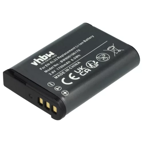 VHBW 2 db Nikon EN-EL23 Li-ion fényképezőgép-akkumulátor – 1700 mAh, 3,8 V