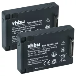   2x Pótakkumulátor GoPro Hero 3+,4-hez, mint az ABPAK-404 és mások, 1240mAh