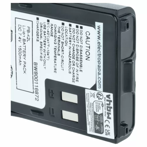 Rádió 2x Akkumulátor Kenwood PB-42Li, PB-42L, PB-42 helyett - 1500 mAh 7.4 V Li-Ion