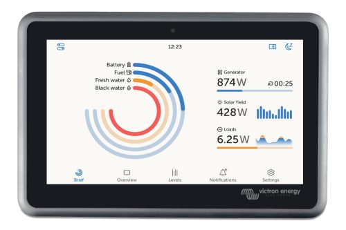Victron Energy Ekrano GX kommunikációs központ és érintőkijelzős rendszerfelügyelet