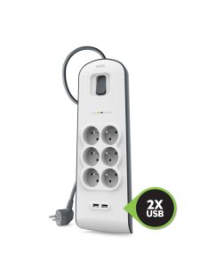   Belkin Surge Protectors 6 outlets/2xUSB2.0 2.4A/650J Shared 2m