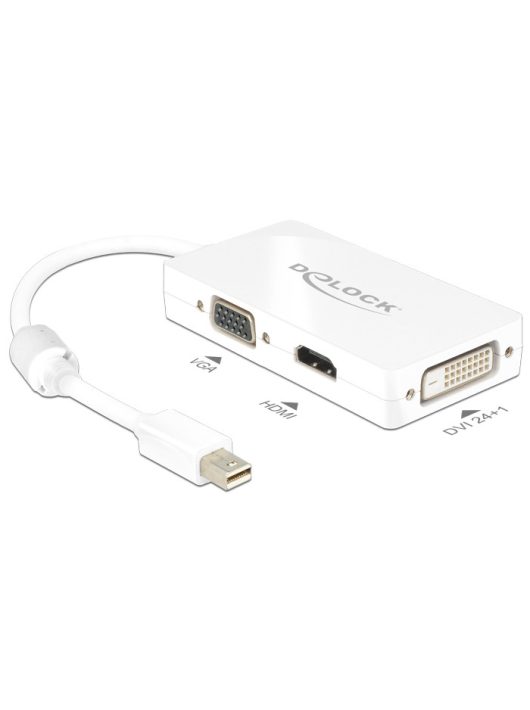 DeLock mini Displayport 1.1 male > VGA / HDMI / DVI-D (Dual Link) female Passive Adapter White