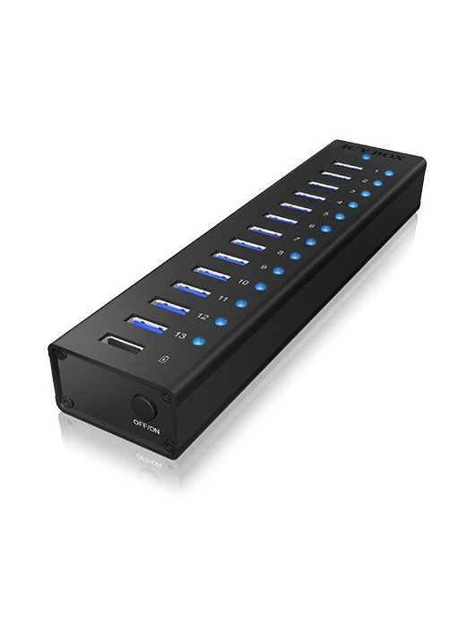 Raidsonic IB-AC6113 13port USB3.0 hub with USB charge port Black