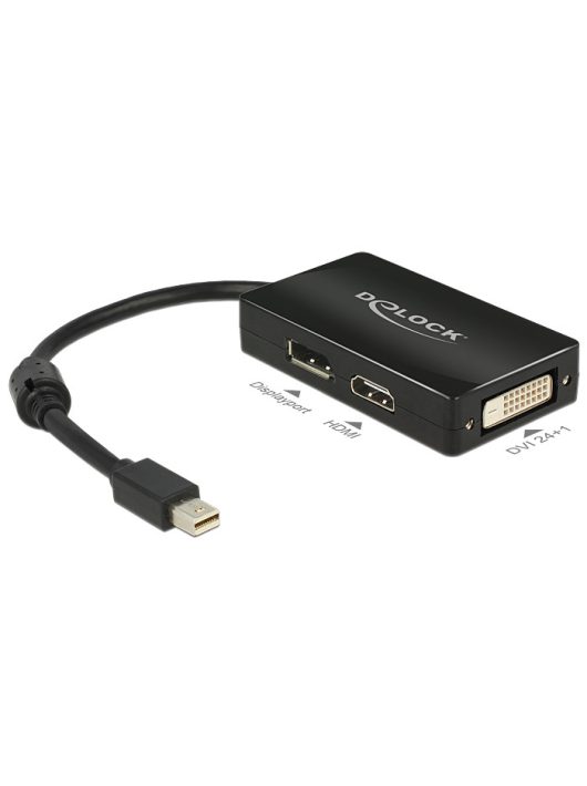 DeLock mini Displayport 1.1 male > Displayport / HDMI / DVI-D (Dual Link) female Passive Adapter Black