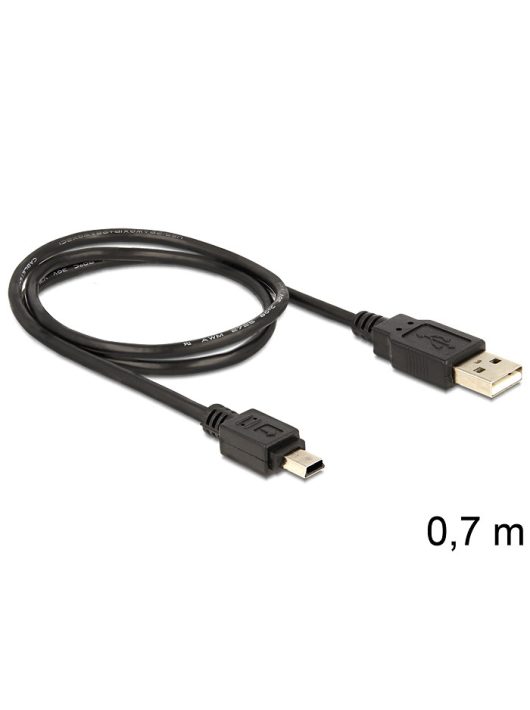 DeLock USB 2.0-A > USB mini-B 5pin 0,7m kábel Black