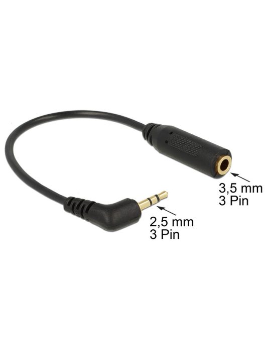 DeLock Audio Cable Stereo jack 2,5mm 3 pin male angled > Stereo jack 3,5mm 3 pin female