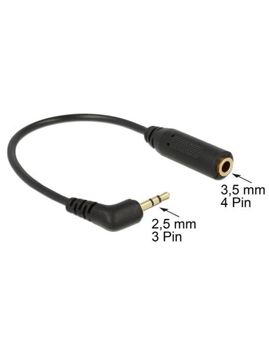 DeLock Audio Cable Stereo jack 2,5mm 3 pin male angled > Stereo jack 3,5mm 4 pin female