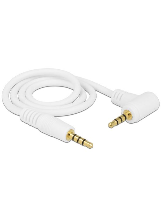 DeLock Cable Stereo Jack 3.5 mm 4 pin male > male angled 0,5m white