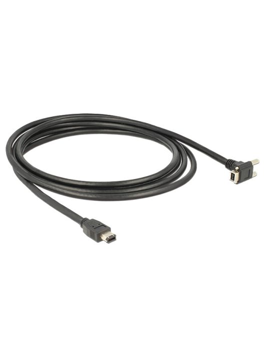 DeLock Cable FireWire 9 pin male 90° angled with screws > 6 pin male 3m