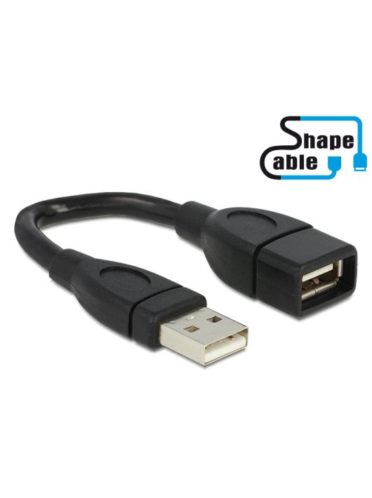 DeLock Cable USB 2.0 Type-A male > USB 2.0 Type-A female ShapeCable 0,15m Black