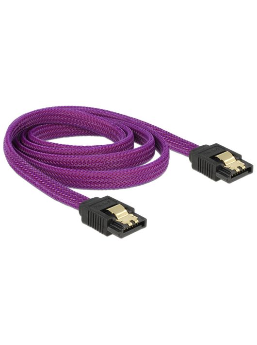 DeLock SATA cable 6 Gb/s 100 cm straight / straight metal Purple Premium