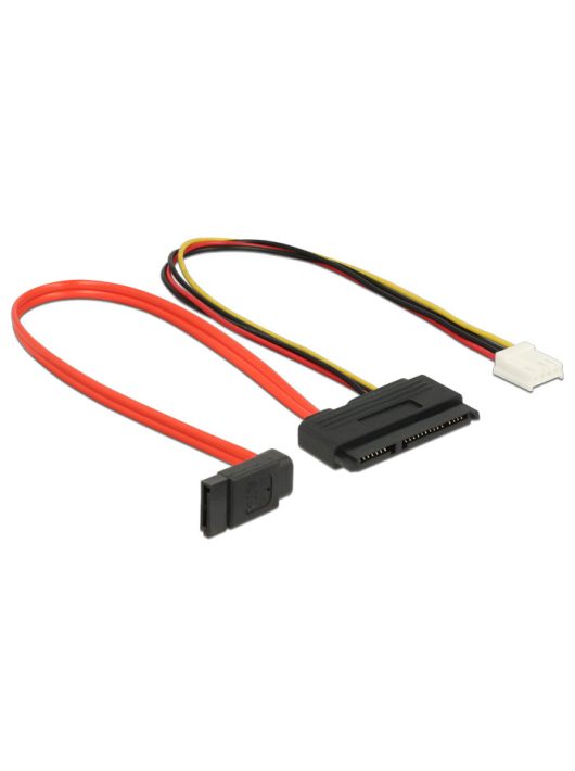 DeLock Cable SATA 6Gb/s 7pin receptacle+Floppy 4pin power receptacle(5V+12 V)>SATA22pin receptacle straight