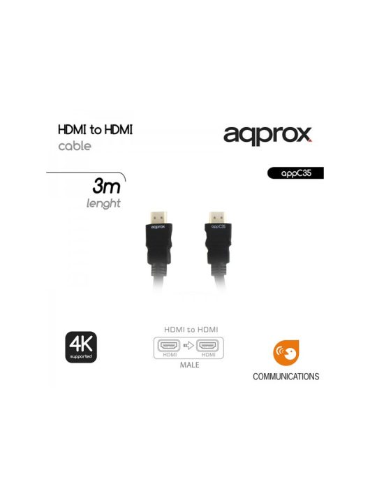 Approx APPC35 HDMI 1.4 kábel apa/apa 3m Black