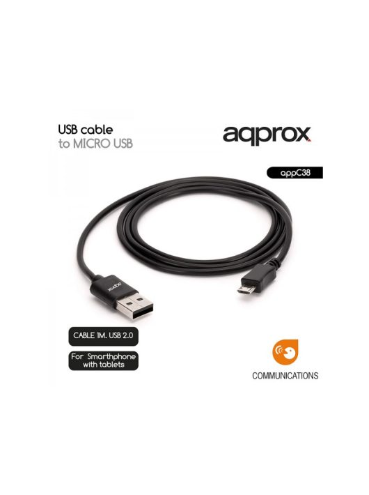 Approx APPC38 microUSB - USB kábel 1m Black