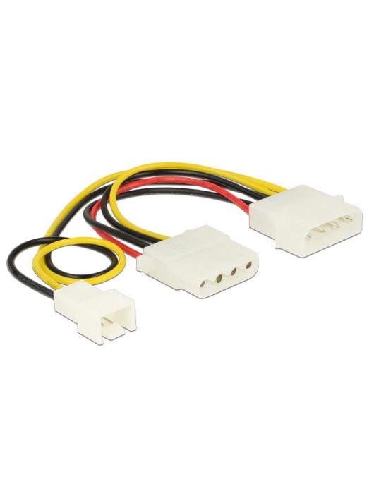 DeLock Power Cable 4 pin male > 1x 4 pin female + 1x 3 pin male (fan) 14cm