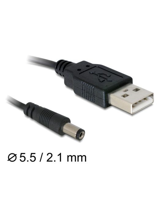 DeLock Cable USB Power > DC 5.5 x 2.1mm Male 1m Black