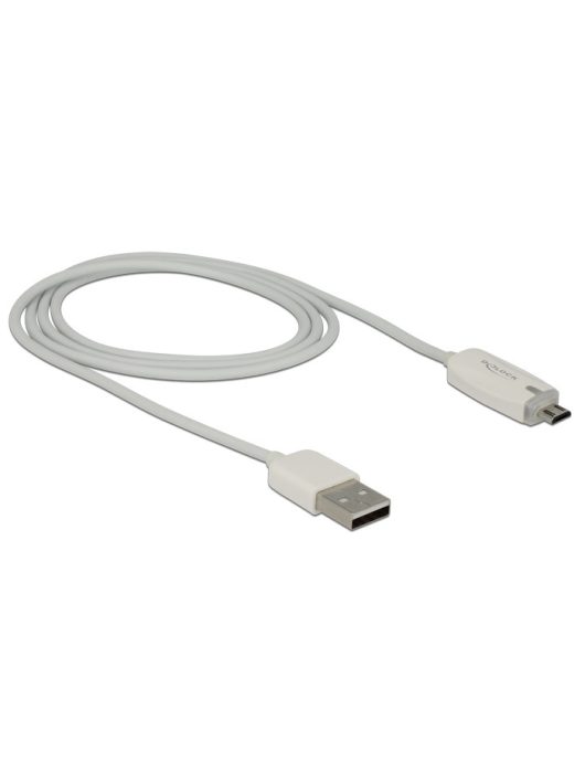 DeLock Data- and power cable USB 2.0-A male > Micro USB-B male with LED indication White