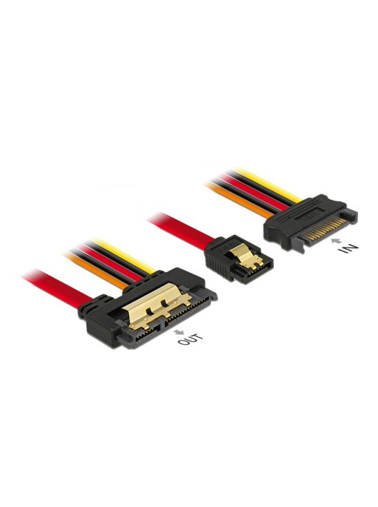 DeLock Cable SATA 6Gb/s 7pin receptacle+SATA 15pin power plug>SATA 22pin receptacle straight metal 30cm