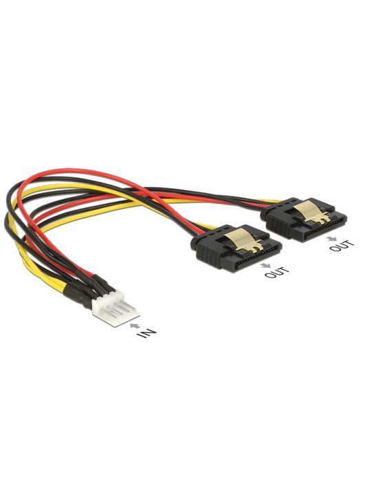 DeLock Cable Power Floppy 4pin male > 2x SATA 15pin female metal 20cm